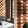 Elegant geometric wallpaper design with brown and beige tones for stylish home decor.