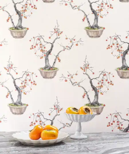 Décoration murale aquarelle japonaise plaqueminier