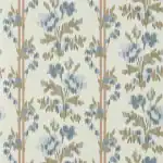 Papier peint floral bleu Apothecary Rose Sanderson décoration salon" ou "Détail motif ikat rose Highgrove Sanderson , Fond olive avec fleur bleu