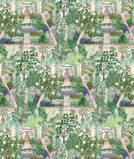 Décoration murale jardin oriental Carpet Garden Paradise - Vert et mauve