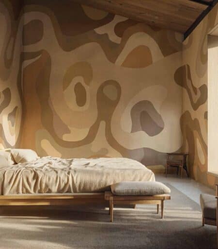 Papier peint Tres Tintas Burle Terracota, tons terre cuite, orange et brun room shot for bedroom