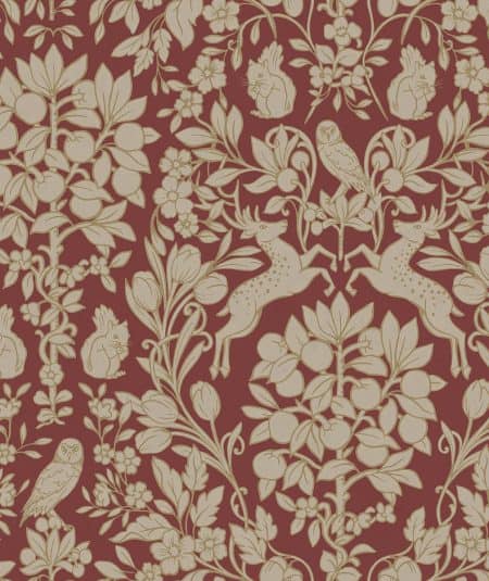 papier-peint-floral-richmond-bordeaux-maroon-or-brewster-m1685- pattern- patron