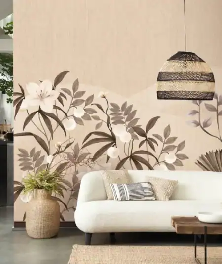 Inspiration salon de luxe avec papier peint mural Hevea Casadeco installation Montreal