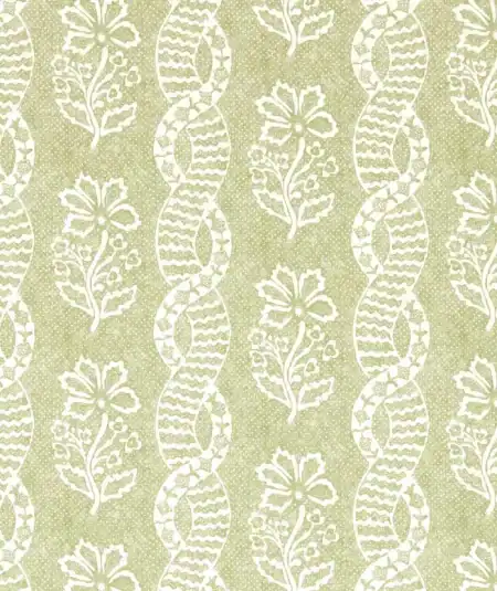 Papier peint Dabu Stripe en vert pastel, style traditionnel et élégant.