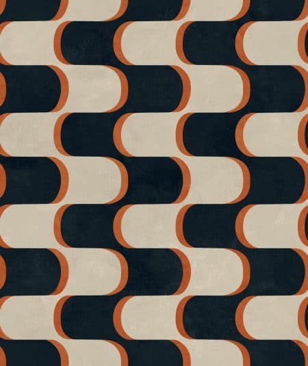 Papier-peint-haut-de-gamme-Copacabana-Cobalto-Empire-Montreal avec figure noire en fond blanc