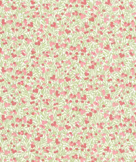 Casadeco Cherry wallpaper with cherries, berries, and green foliage on a light background.