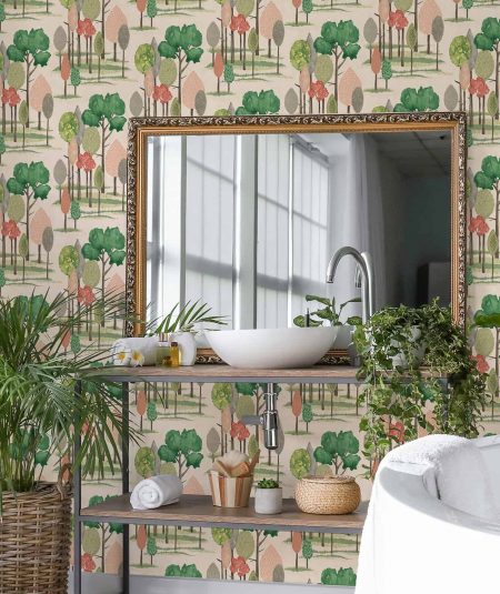 Papier Peint Forêt Rose CEP50136W | Cypress Pink Ohpopsi