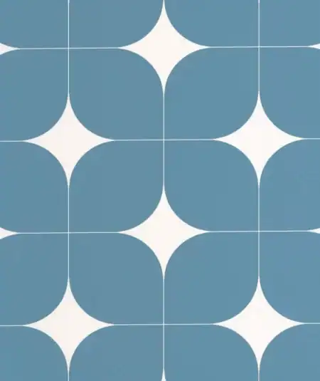 Papier peint Empire Bleu pour salon, style rétro, design moderne et élégant.