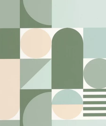 Papier peint vert pastel Empire, style moderne, parfait pour un salon élégant.