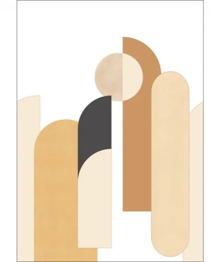 Papier peint Caselio aux motifs géométriques dans des tons beige et taupe, parfait pour un salon con.