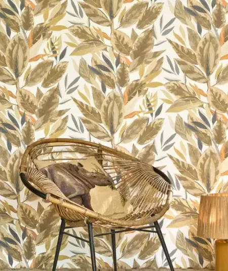 Papier Peint Ficus Beige Lin | Collection Rio par Casadeco