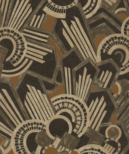Papier peint Ellington de style moderne et graphique dans un salon contemporain.