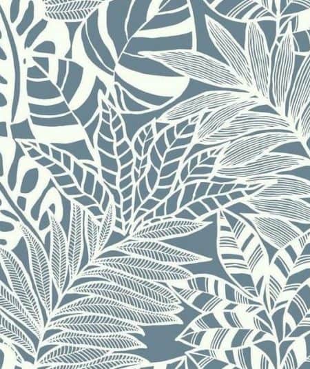 Papier peint Jungle Leaves de Empire Wallpaper, parfait pour un salon moderne avec un motif vert éme.