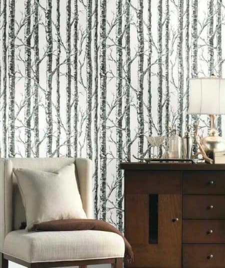 Papier peint Birch pour salon moderne avec style naturel et élégant.