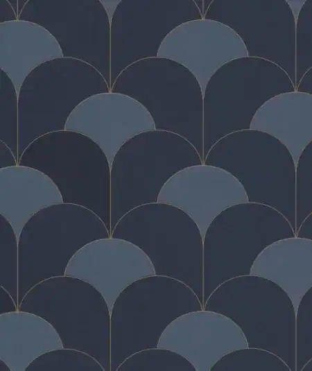 Papier peint Empire Théâtre Bleu Marine, style Art Déco, pour une décoration élégante et sophistiqué.