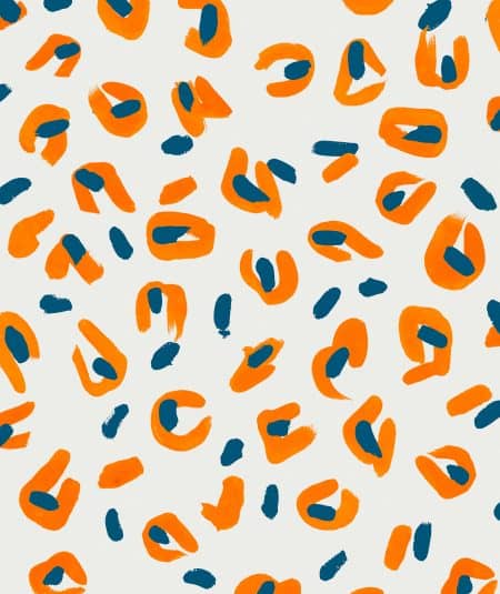 Papier peint Funky Leopard de Empire, motif animalier coloré en orange et bleu pour une décoration m.