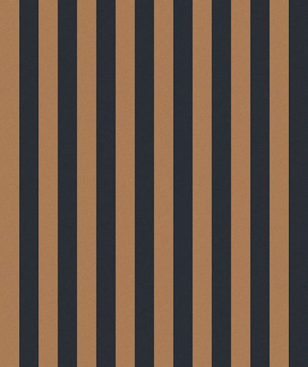 Rayures noires et brunes, style contemporain, papier peint Empire pour salon élégant.